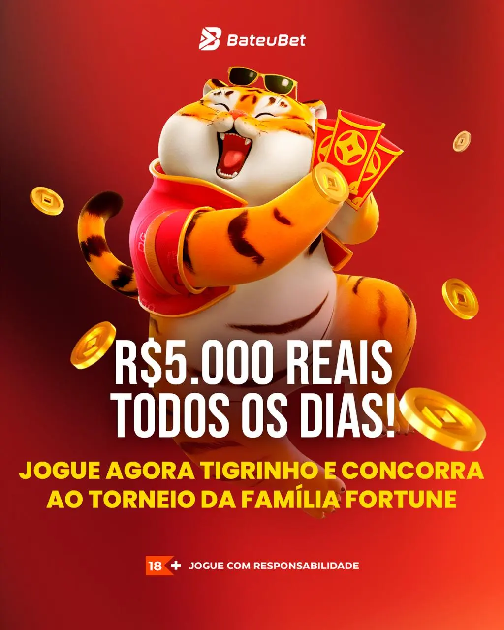 jogar torneio tigrinho na bateu bet plataforma Fortune Tiger, o Jogo do Tigrinho, com tigre dourado no centro da tela e símbolos premiados da Bateu Bet em um cenário asiático vibrante.